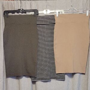 Green Pencil Skirt Knee-Length Casual